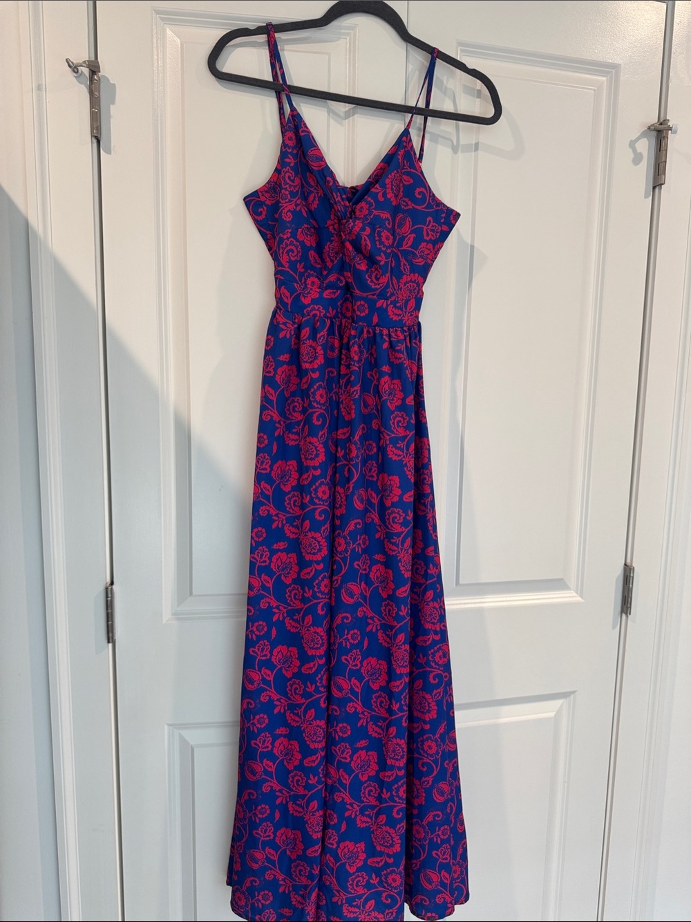 Red Dress Boutique Blue Maxi Dress with Pink Floral Print